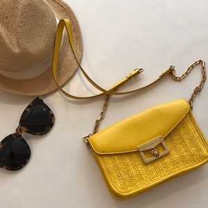Marc by Marc Jacobs yellow straw crossbody bag